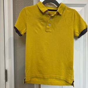 Min-Boden Yellow Polo with Striped Accents, Size 5-6 - Excellent Condition